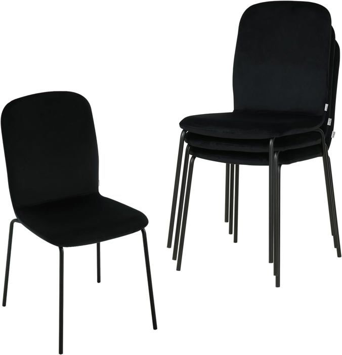 WOLTU Chaise Salle à Manger Scandinave Lot de 4 Chaise de Cuisine Empilable en Velours Pieds en Métal Noir W0ATT0408-4 WOLTU Chaise Salle à Manger Scandinave Lot de 4 Chaise de Cuisine Empilable en Velours Pieds en Métal Noir W0ATT0408-4